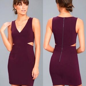 Lulu's NEW Backstage Pass Cutout Bodycon Purple Plum‎ Sleeveless Mini Dress- S